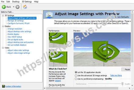 Screenshot NVIDIA GeForce drivers