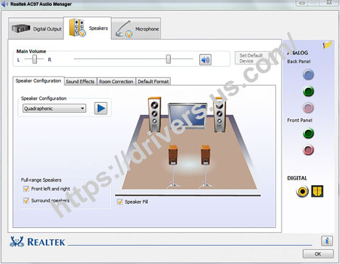 Screenshot Realtek AC97 Audio drivers
